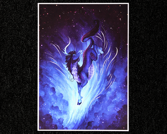 Star Fall - A4 Silver ink hand embellished print - 2CS
