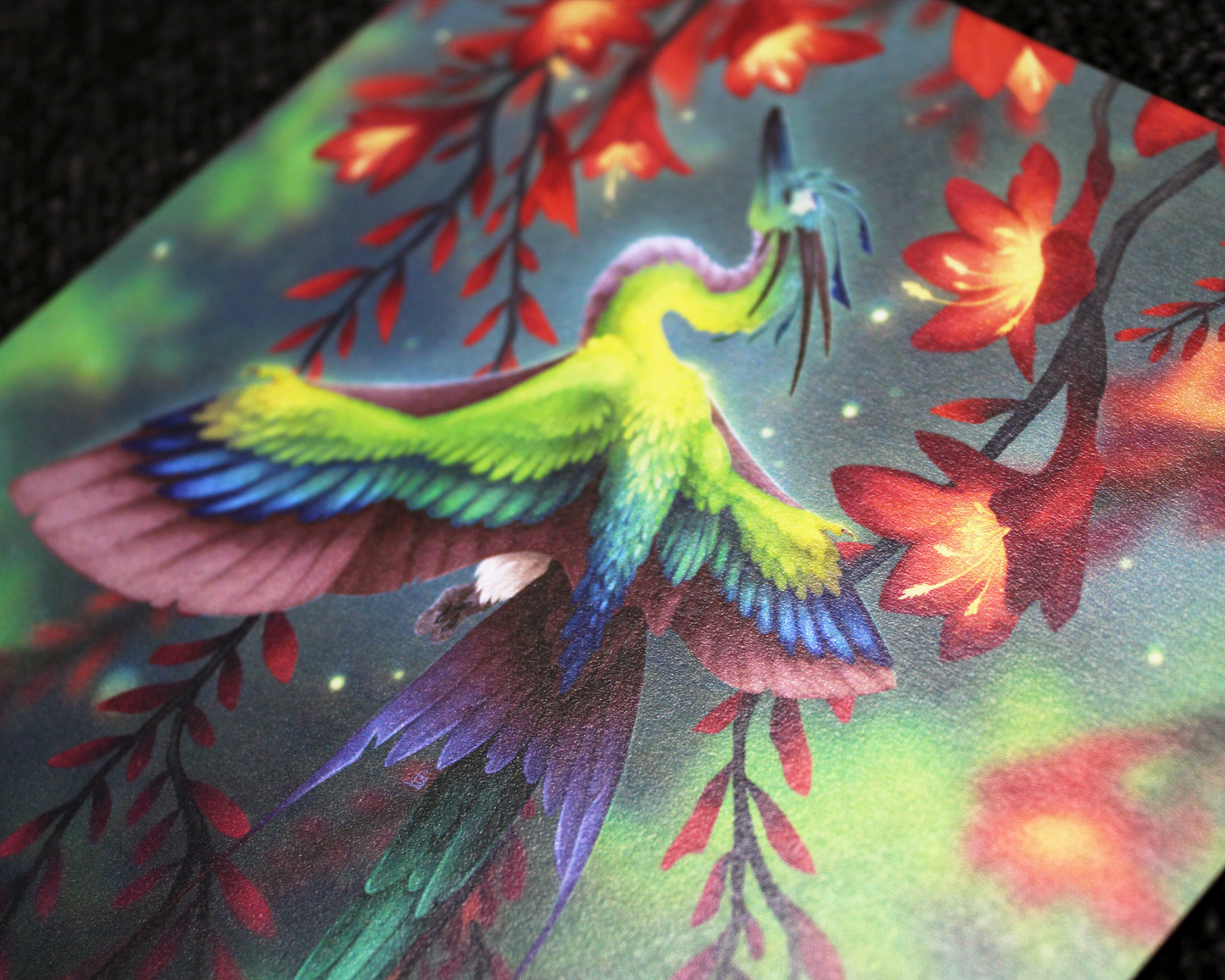 Hummingbird Dragon - A5 Pearlescent Print