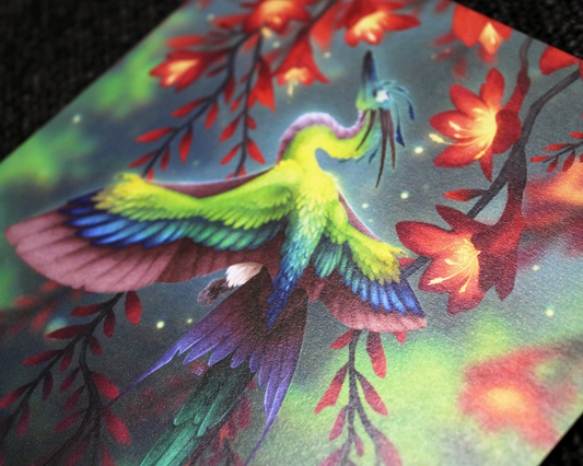 Hummingbird Dragon - A5 Pearlescent Print