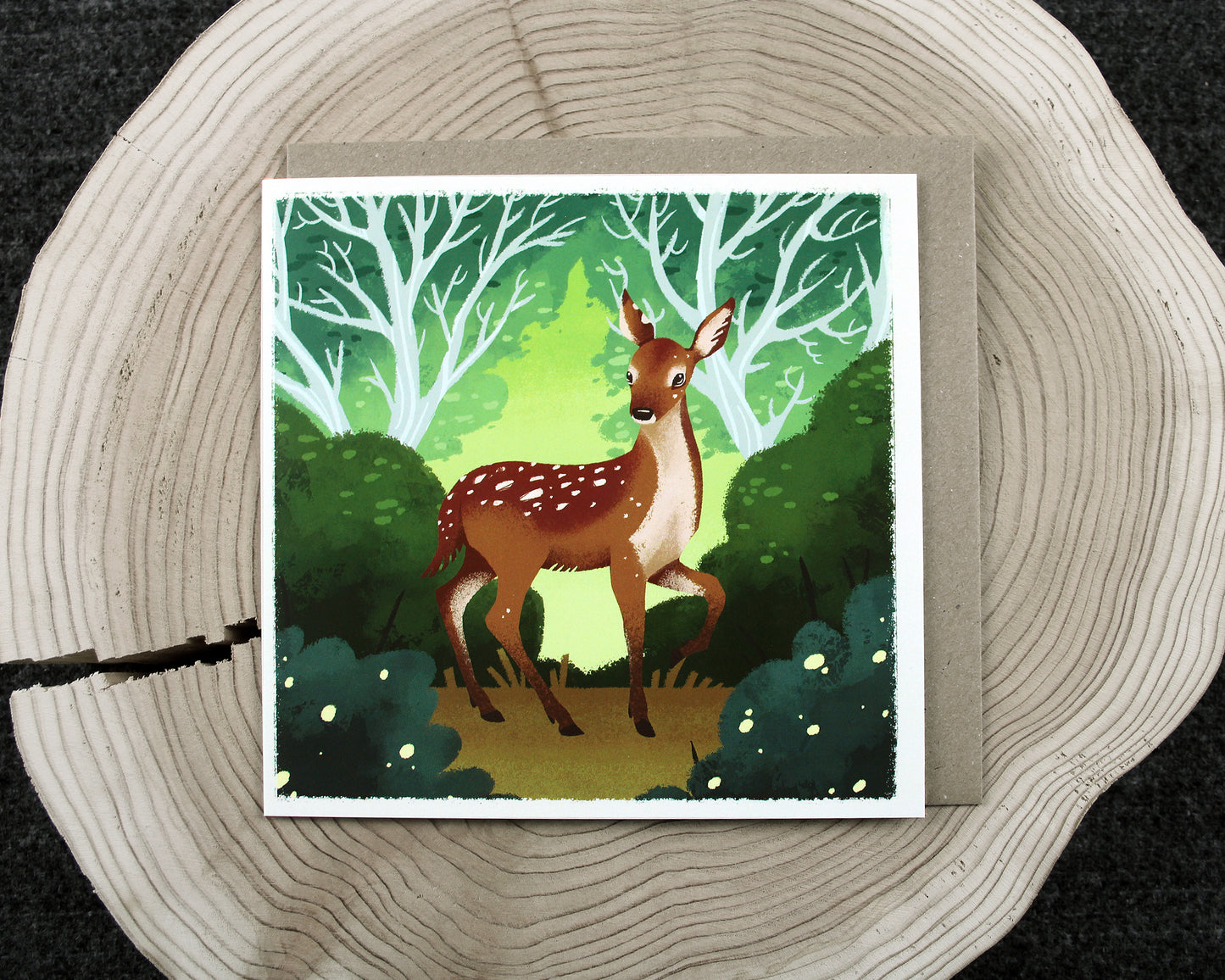 Seasonal Animals - Spring Fawn - 150x150mm Square Blank Greeting Card