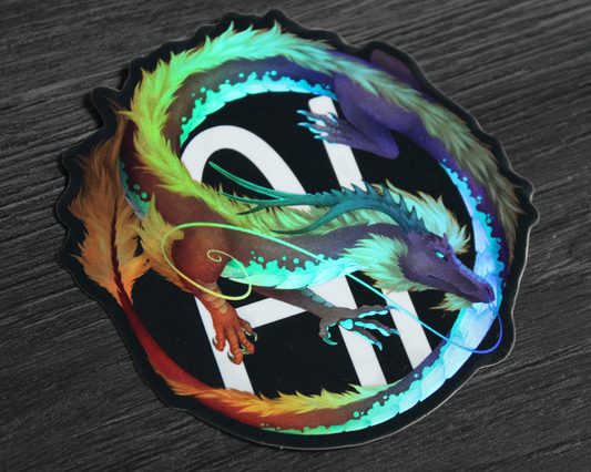 Anti Gen AI Dragon - Rainbow Holographic Vinyl Sticker