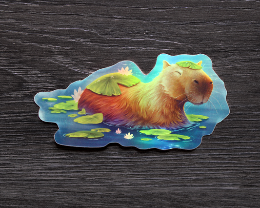 Happybara - Holographic Rainbow Vinyl Sticker