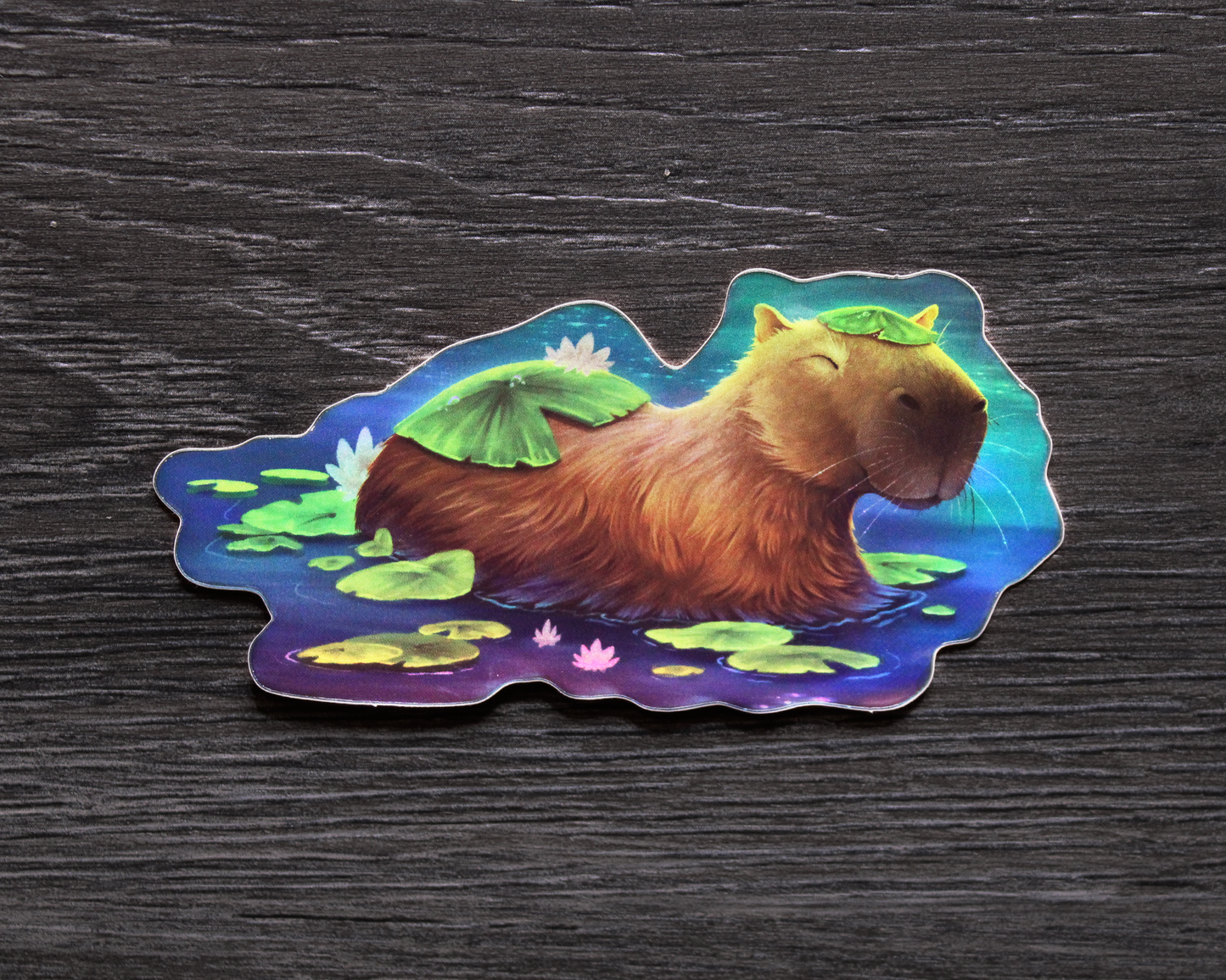 Happybara - Holographic Rainbow Vinyl Sticker
