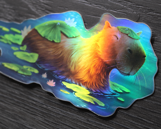 Happybara - Holographic Rainbow Vinyl Sticker