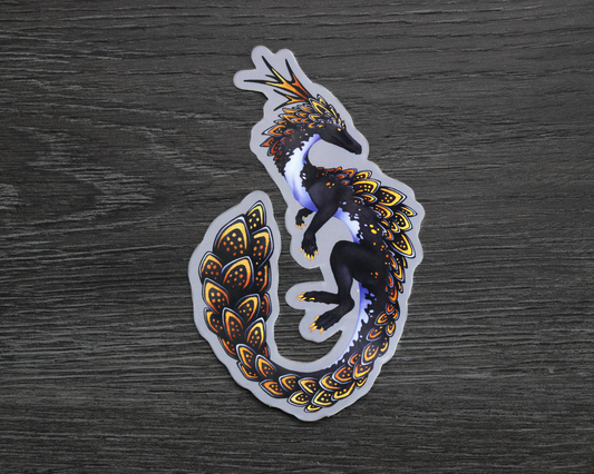 Leafy Dragon - Rainbow Holographic Vinyl Sticker