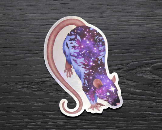 Space Rat Jumping - Rainbow Holographic Vinyl Sticker