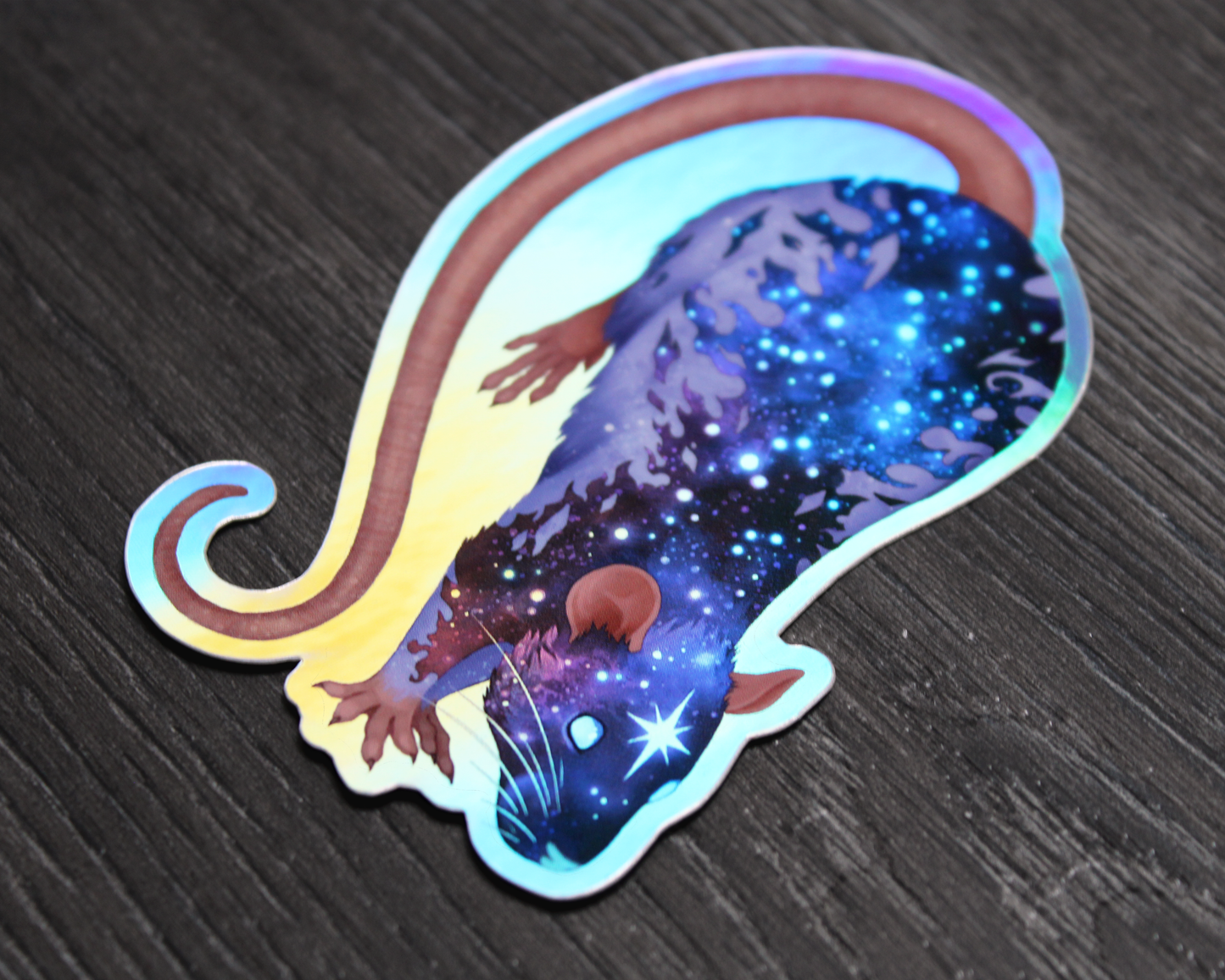 Space Rat Jumping - Rainbow Holographic Vinyl Sticker