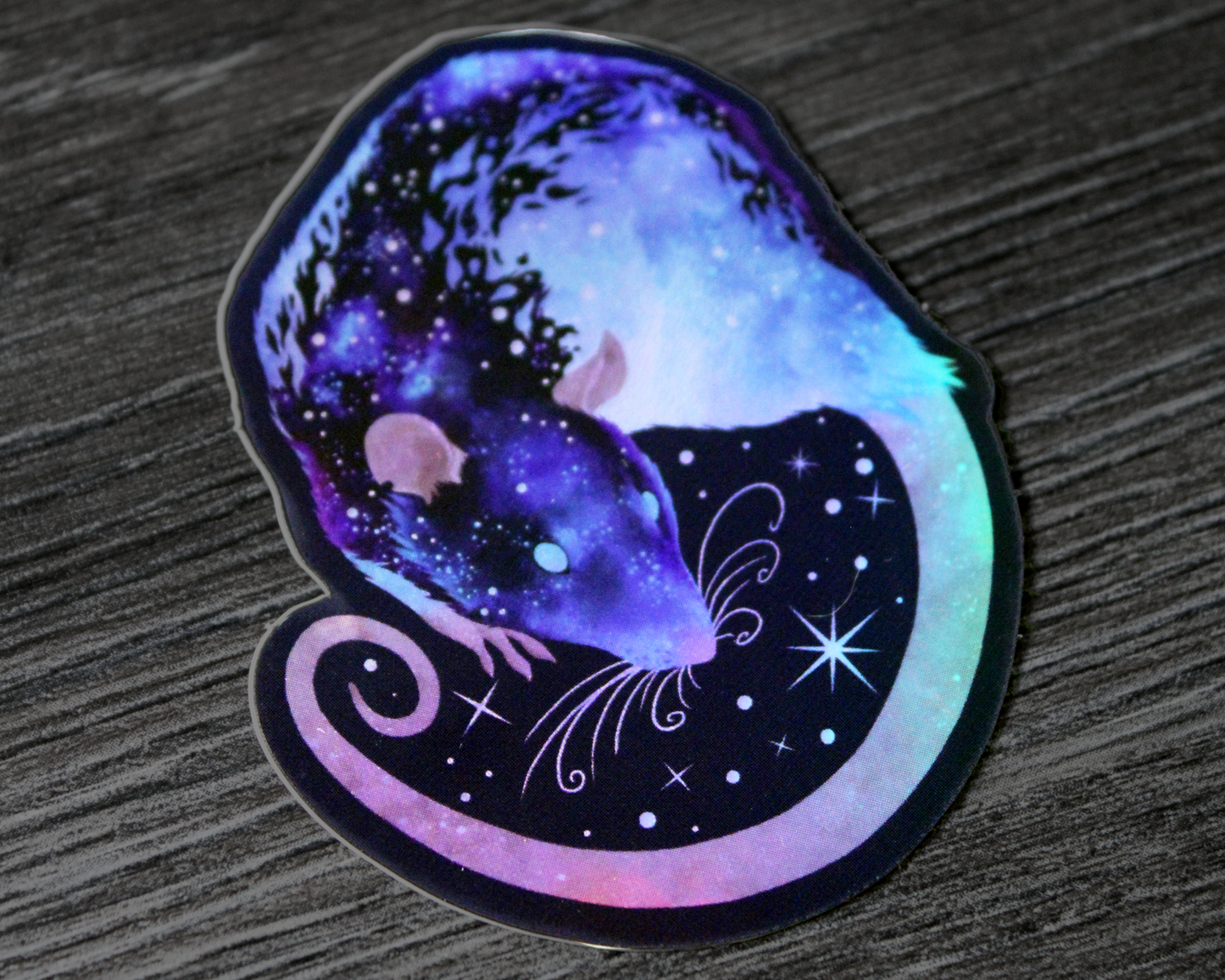 Space Rat - Rainbow Holographic Vinyl Sticker