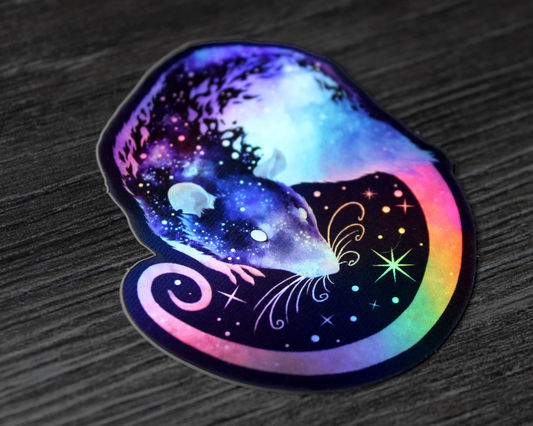 Space Rat - Rainbow Holographic Vinyl Sticker