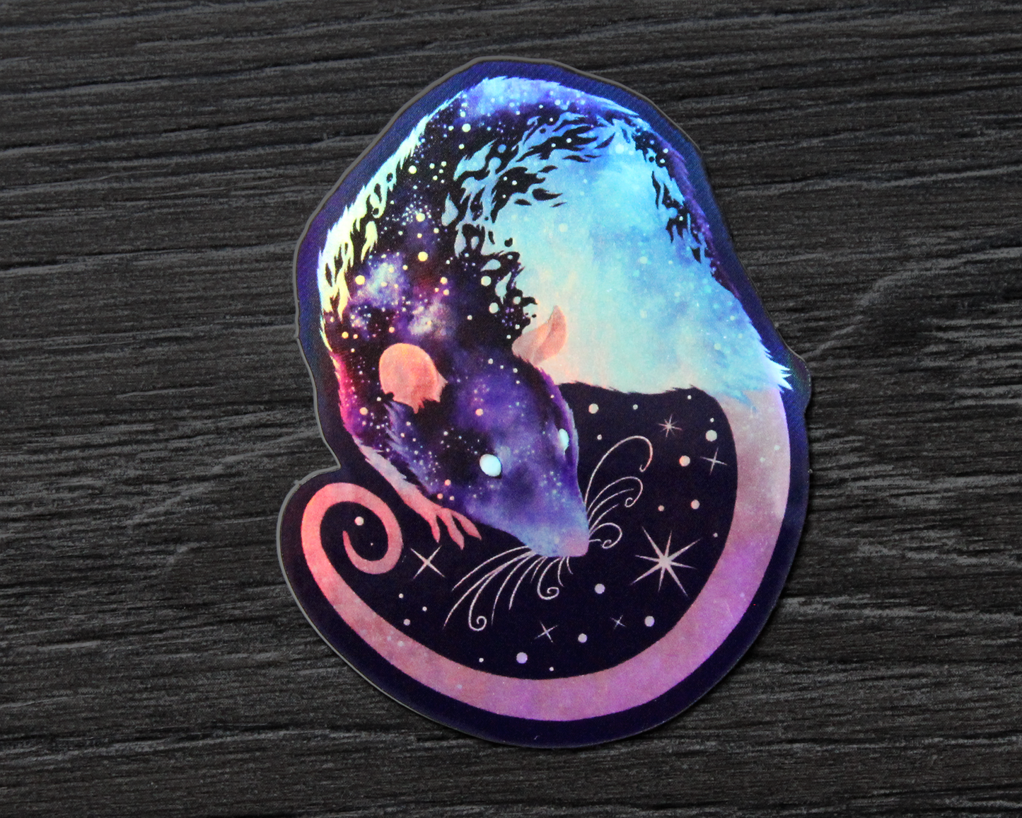Space Rat - Rainbow Holographic Vinyl Sticker