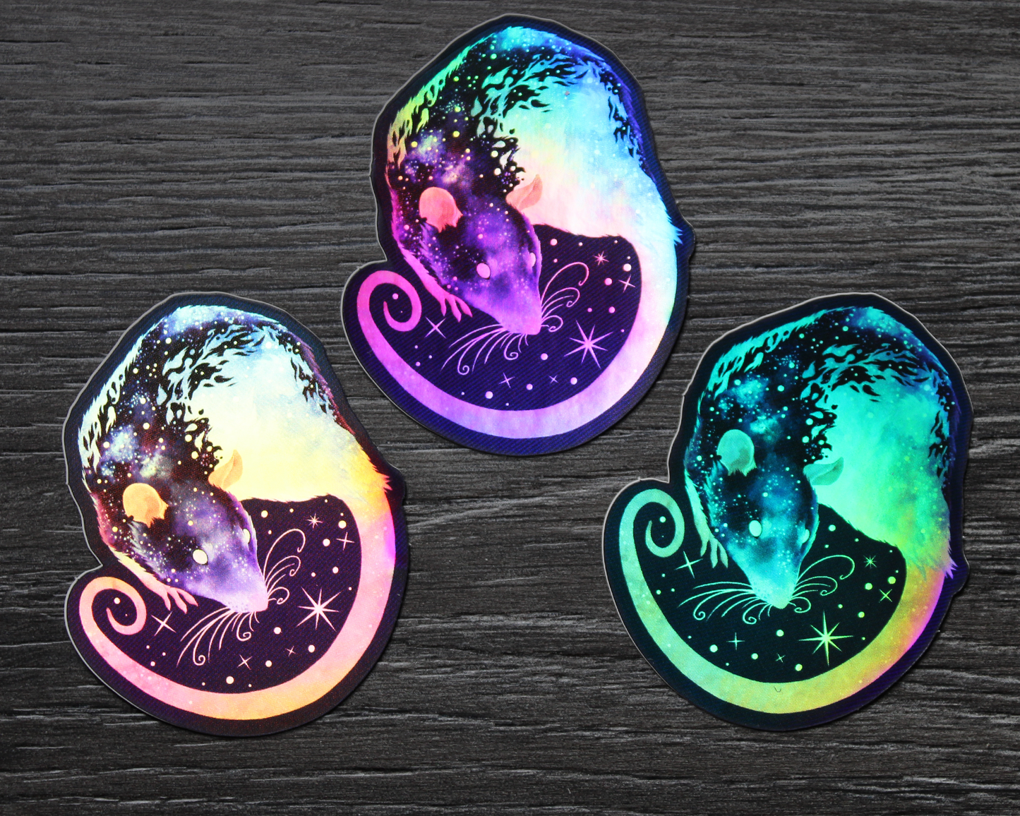 Space Rat - Rainbow Holographic Vinyl Sticker