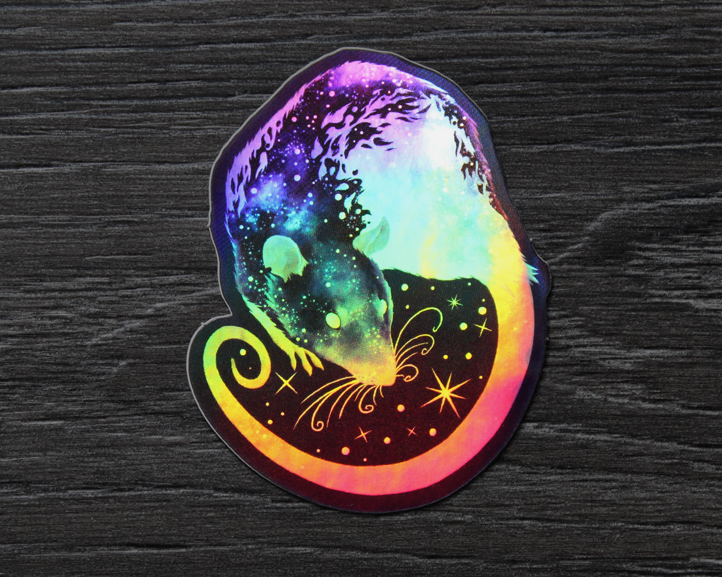 Space Rat - Rainbow Holographic Vinyl Sticker