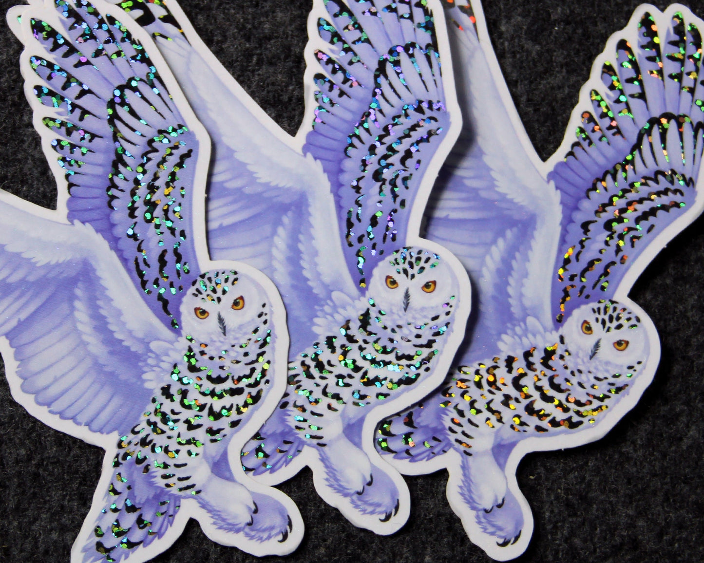 Snowy Owl - Rainbow Glitter Vinyl Sticker
