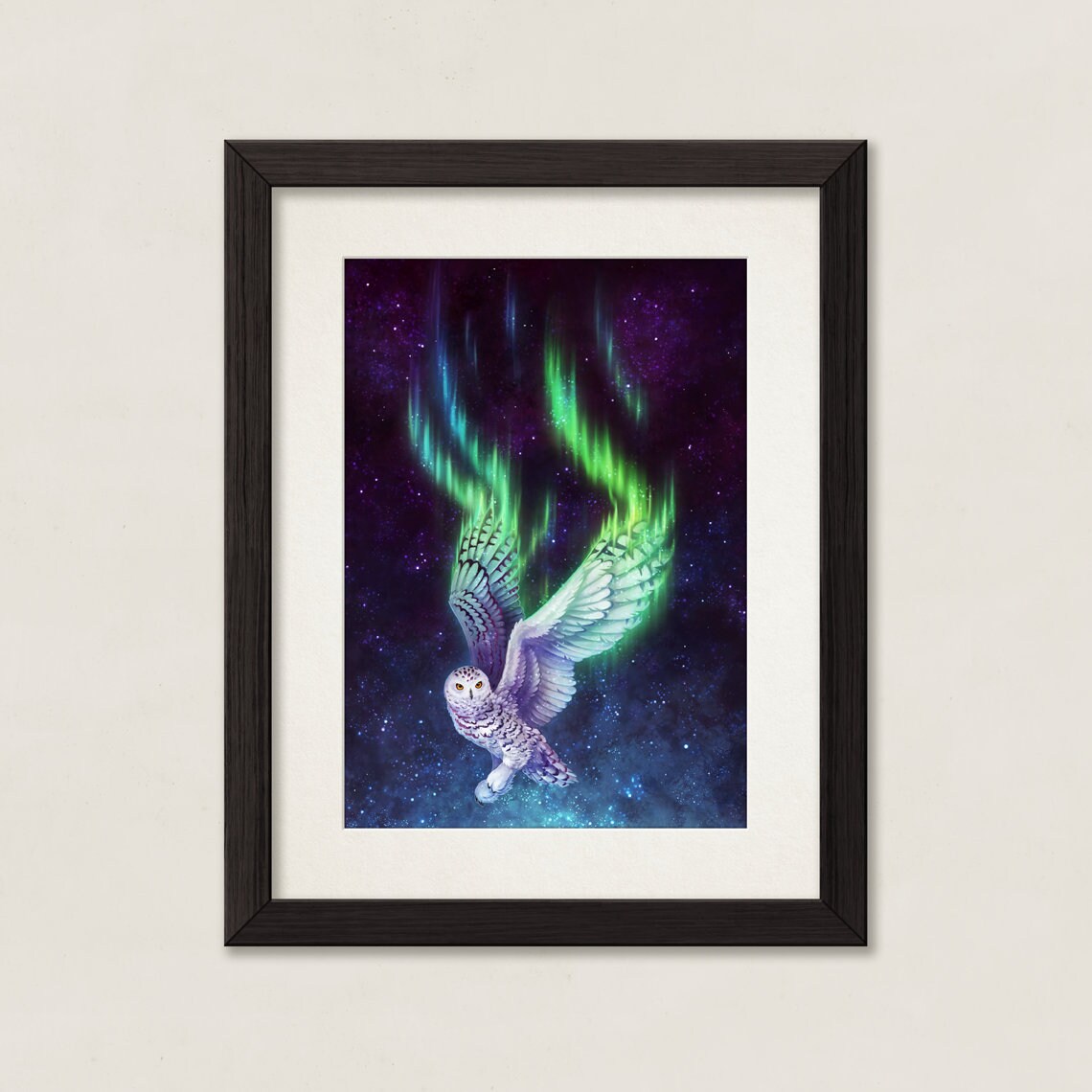 Aurora Flight - Fantasy Snowy Owl - A4 Print