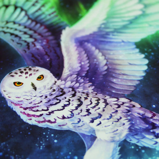 Aurora Flight - Fantasy Snowy Owl - A4 Print