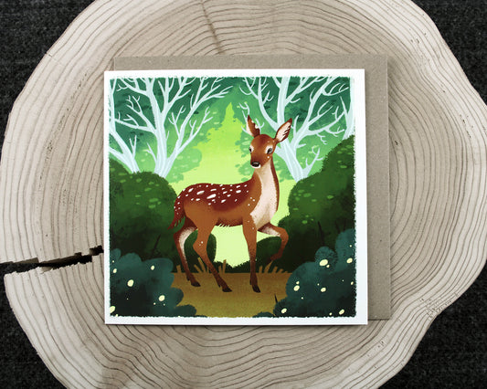Seasonal Animals - Spring Fawn - 150x150mm Square Blank Greeting Card