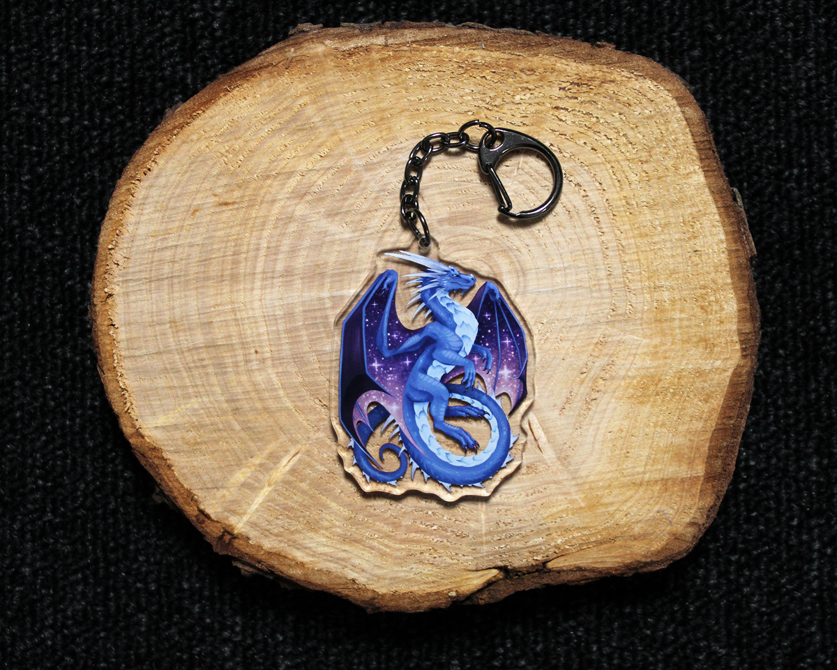 Red and Blue Dragon - Double sided acrylic keyring charm