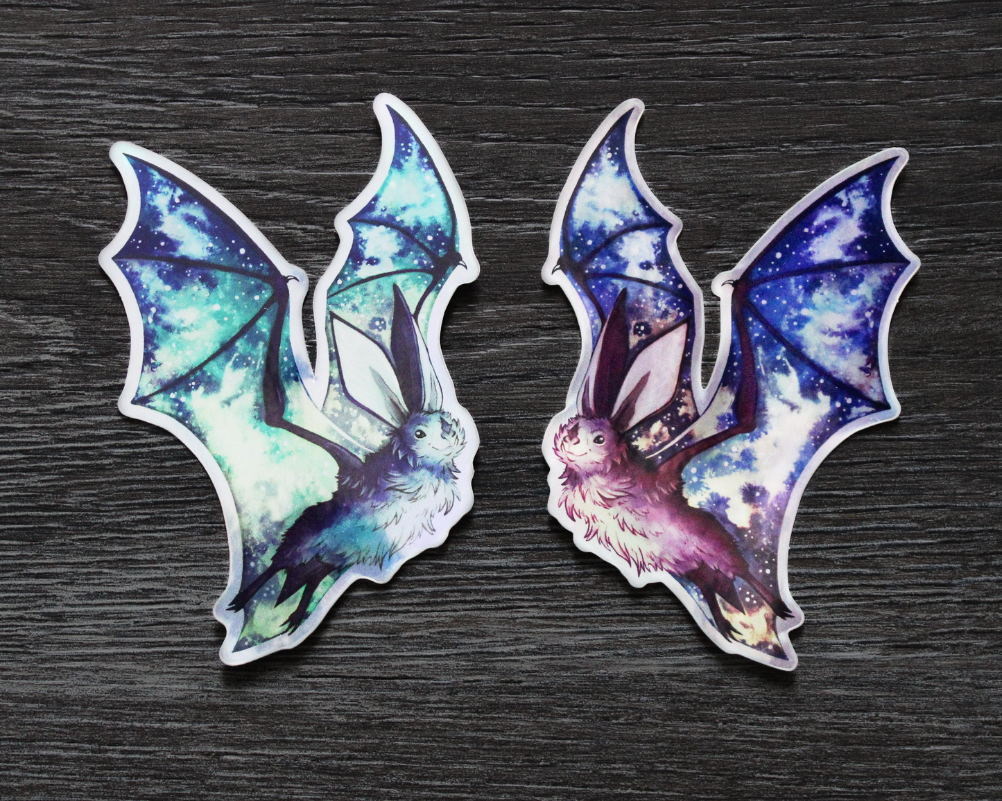 Space Bats - Rainbow Holographic Vinyl Sticker