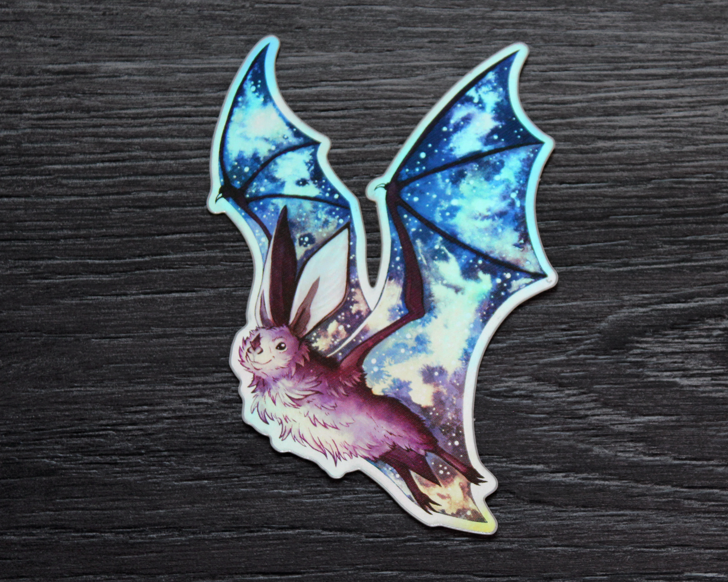 Space Bats - Rainbow Holographic Vinyl Sticker