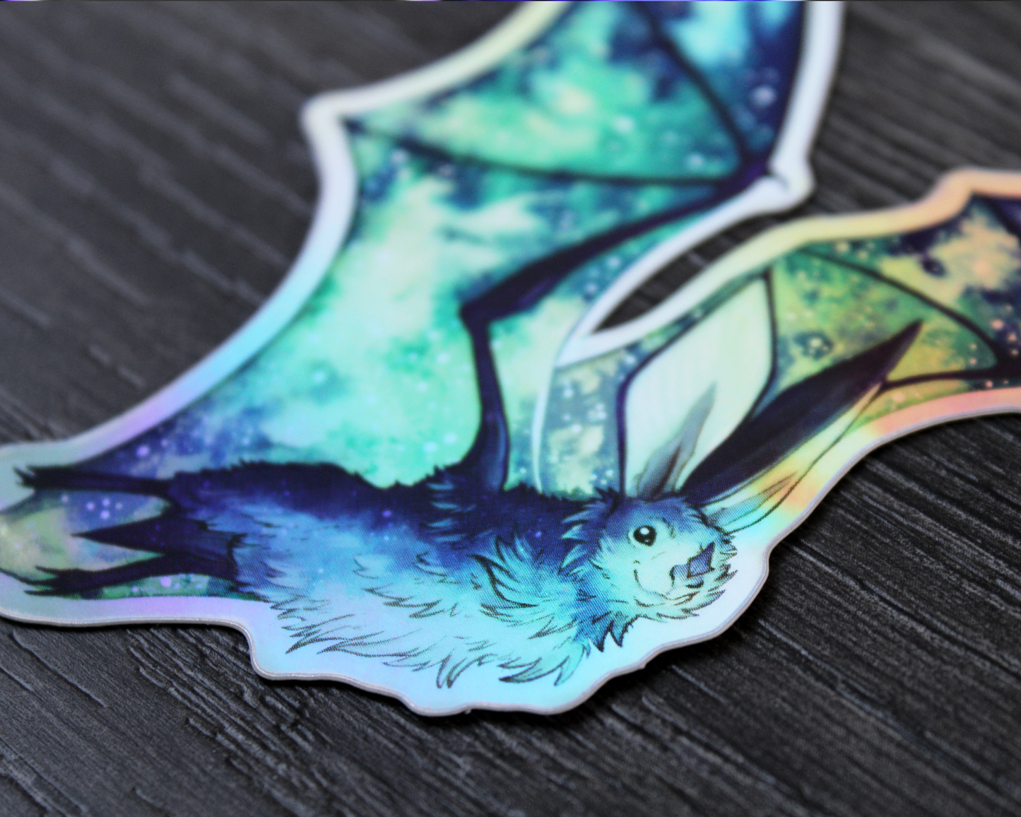 Space Bats - Rainbow Holographic Vinyl Sticker