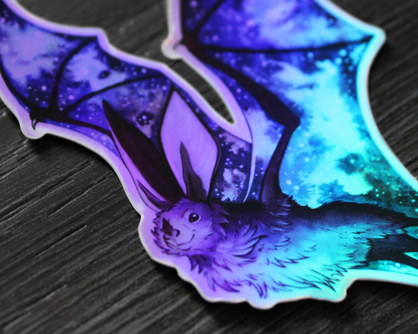 Space Bats - Rainbow Holographic Vinyl Sticker