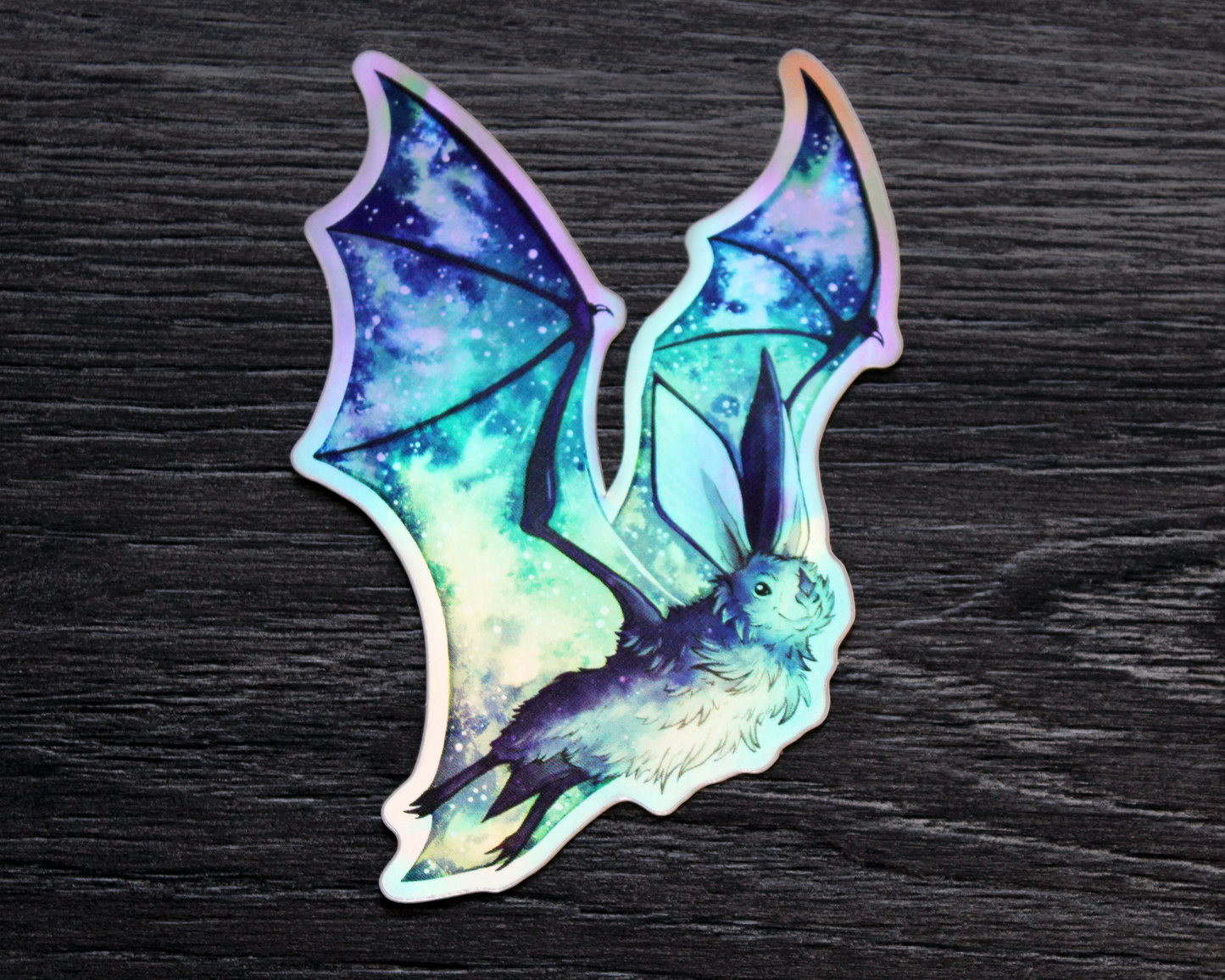 Space Bats - Rainbow Holographic Vinyl Sticker