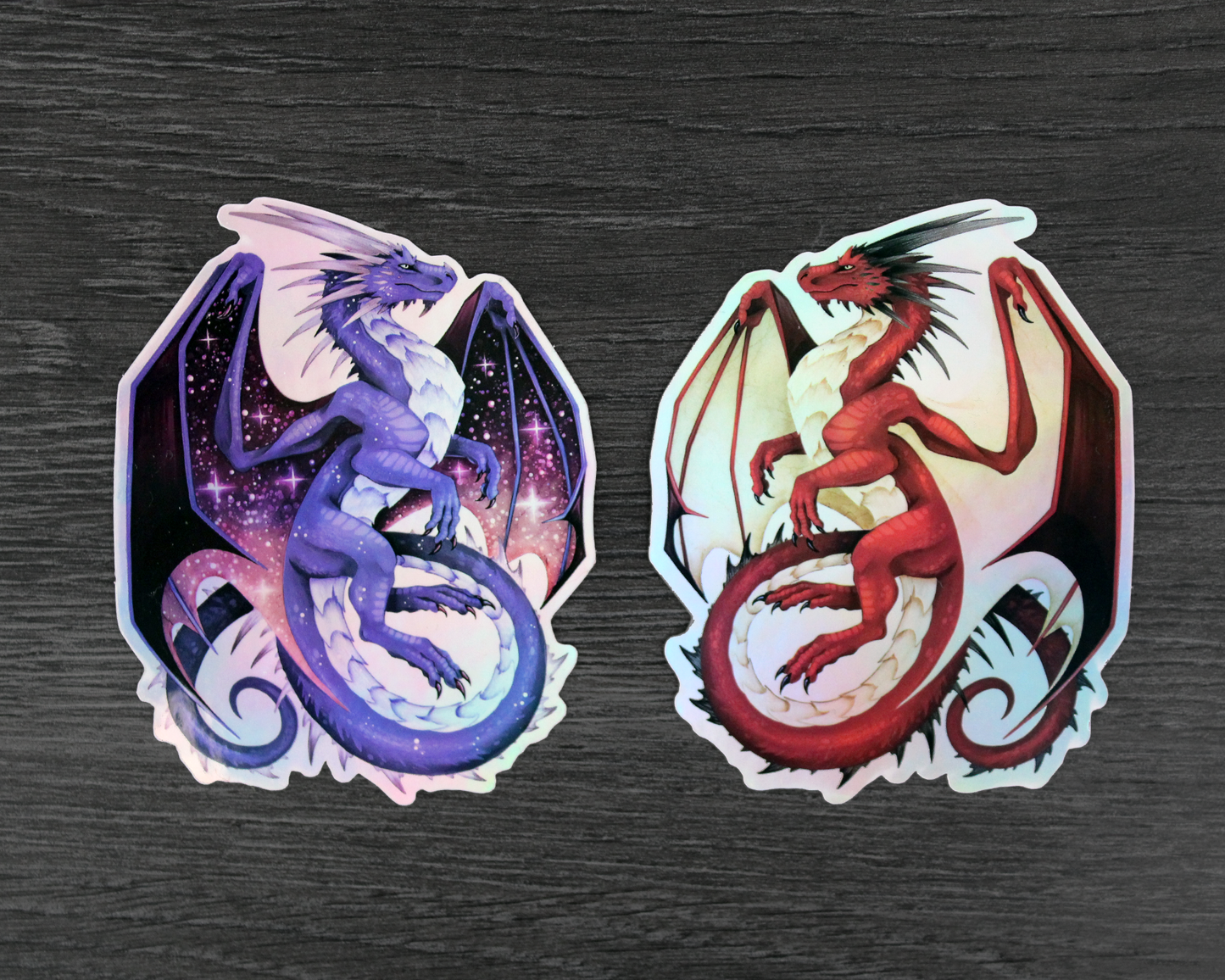 Blue Celestial and Red Dragon Vinyl Stickers