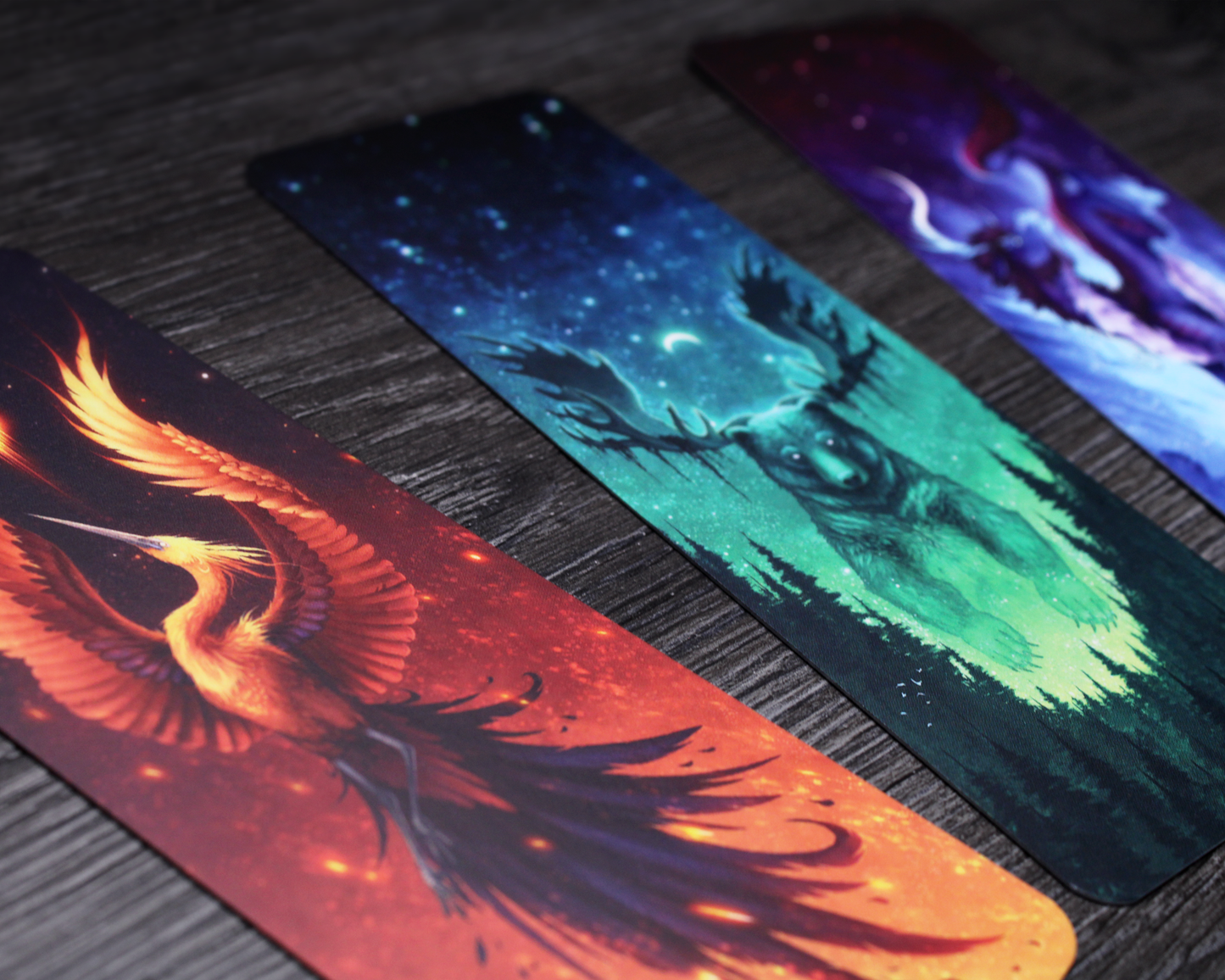 Set of 3 Bookmarks (Phoenix, Bear, Kirin)