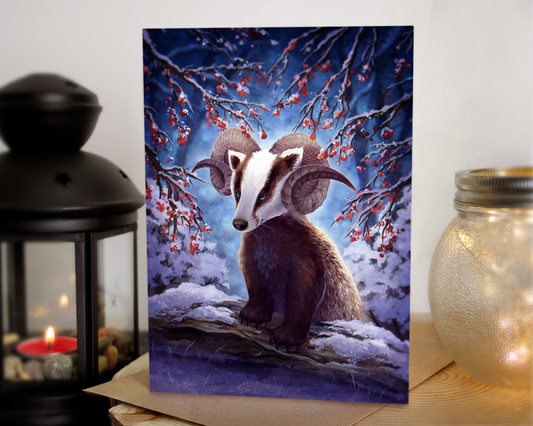 Berry Badger - 5x7" Blank Greeting Card