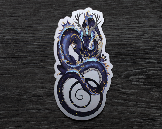 Black & Gold Eastern Dragon - Mirror Vinyl Sticker