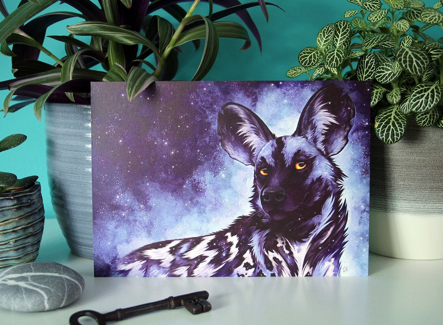 Cosmic Painted Dog - A5 Pearlescent Print
