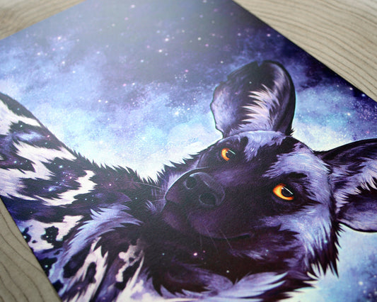 Cosmic Painted Dog - A5 Pearlescent Print